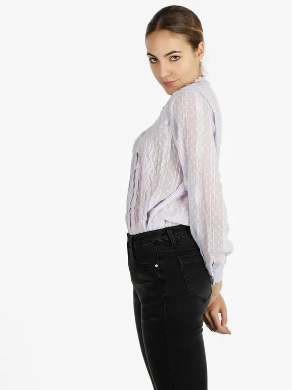 Solada Elegante camisa de mujer de estilo coreano con encaje.