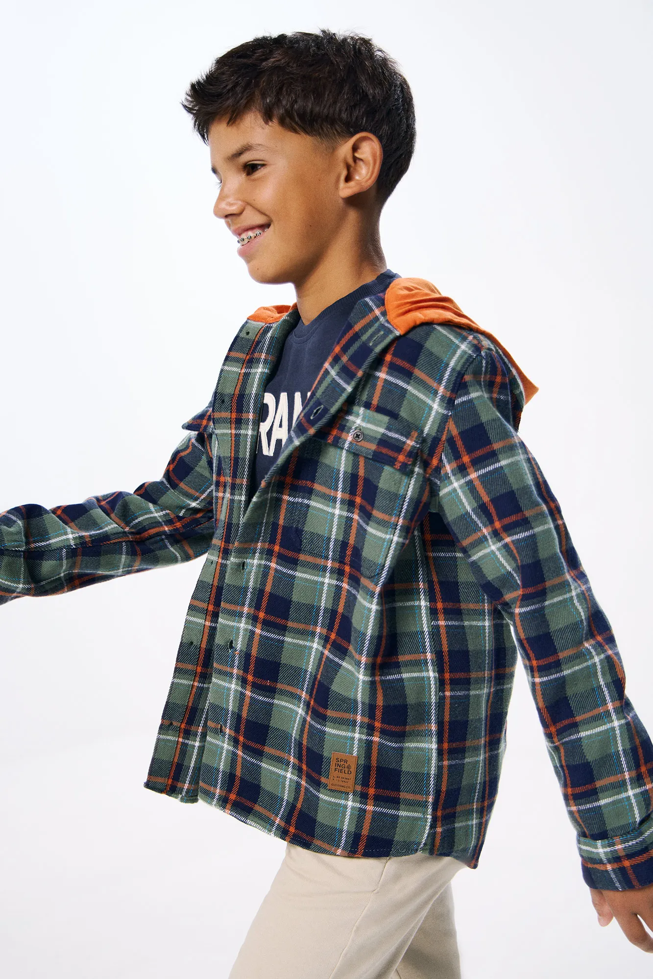 Springfield Kids Camisa cuadros capucha niño