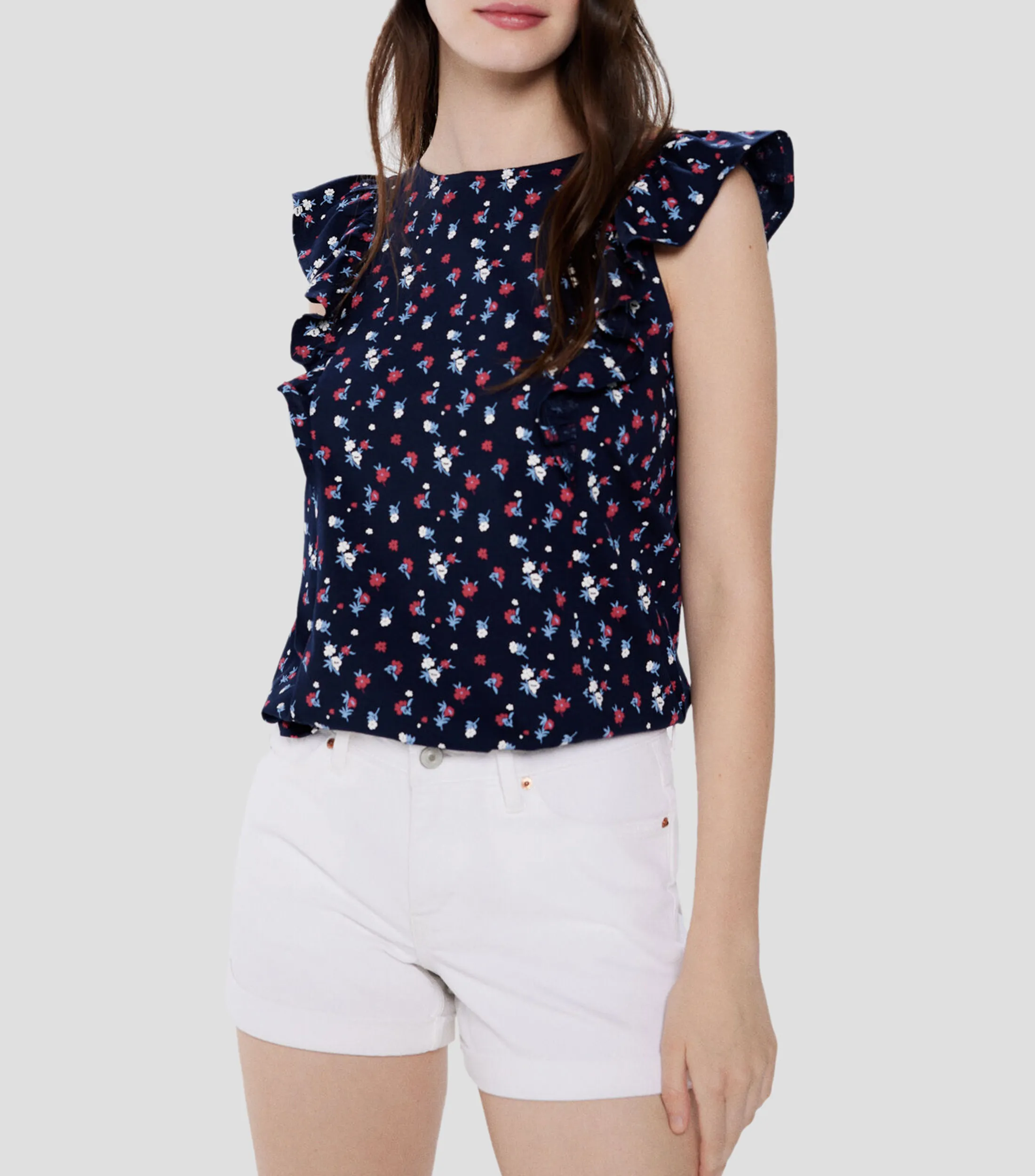 Springfield Playera cuello redondo sin mangas con flores Mujer