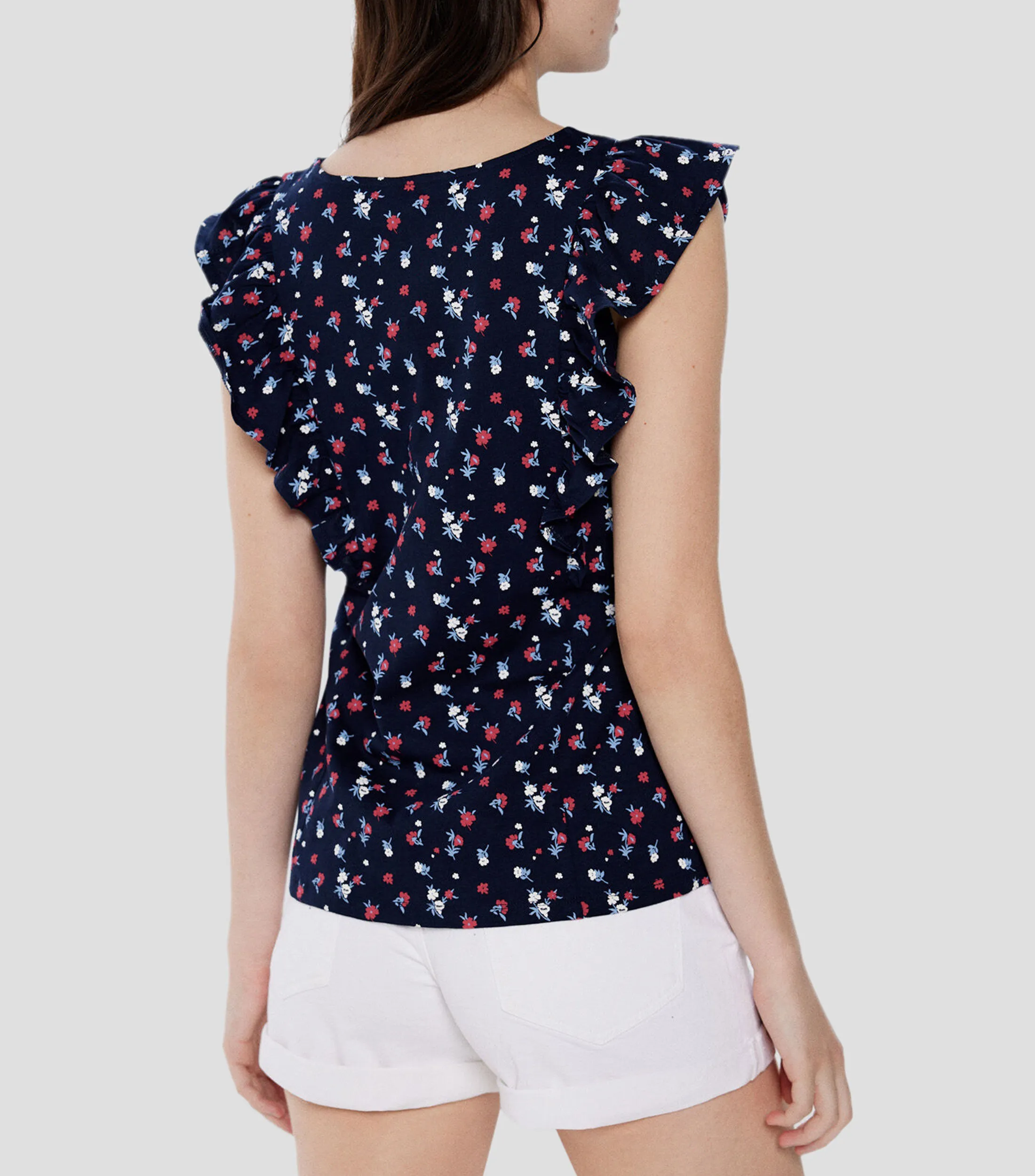 Springfield Playera cuello redondo sin mangas con flores Mujer