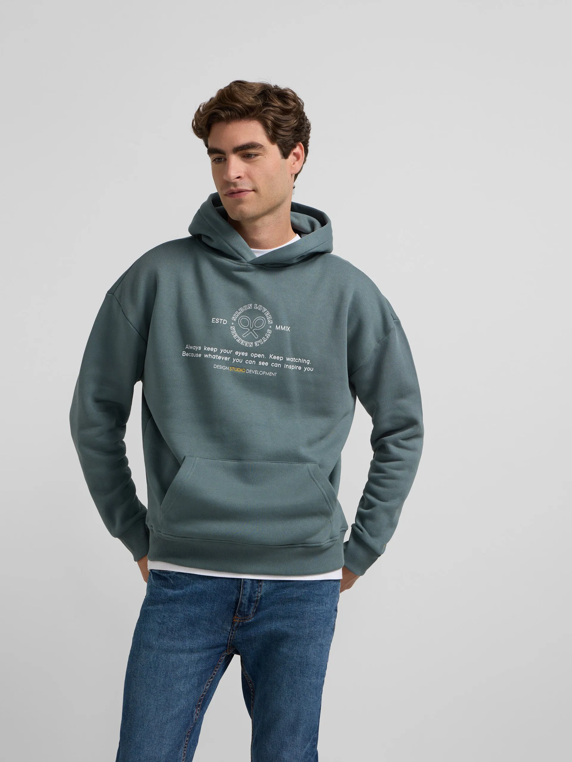 Sudadera capucha relaxed fit claim petroleo