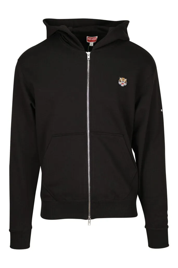 Sudadera negra con cremallera logo 