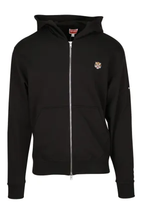 Sudadera negra con cremallera logo lucky tiger