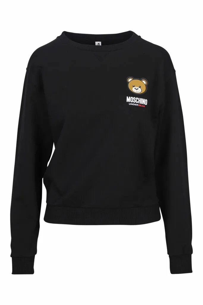 Sudadera negra con logo en parche oso 