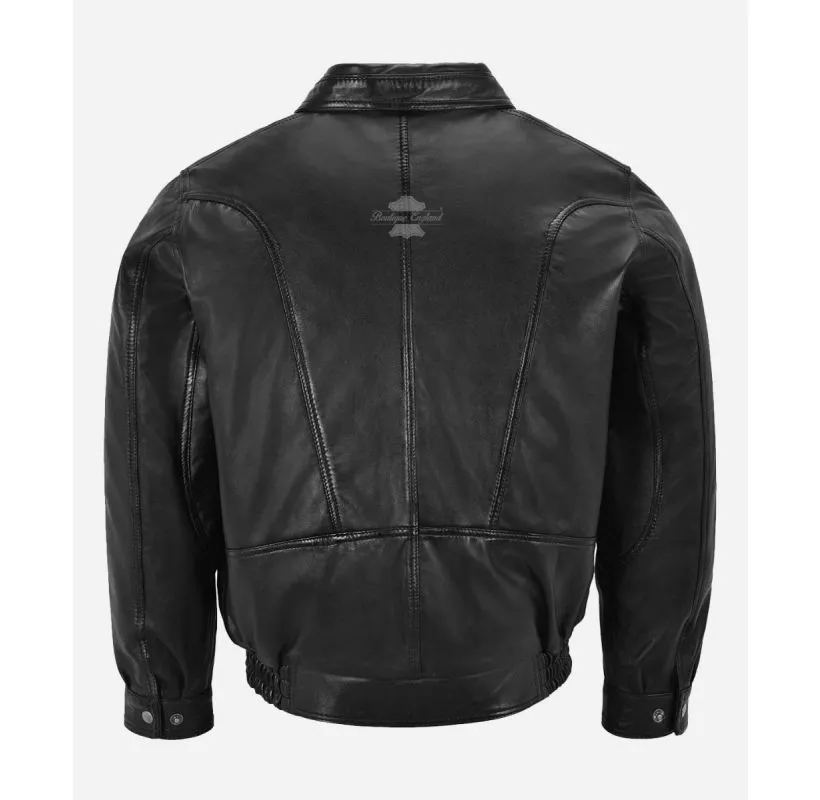 The Bold Blouson Leather Jacket Men's Classic Black Bomber Jacket