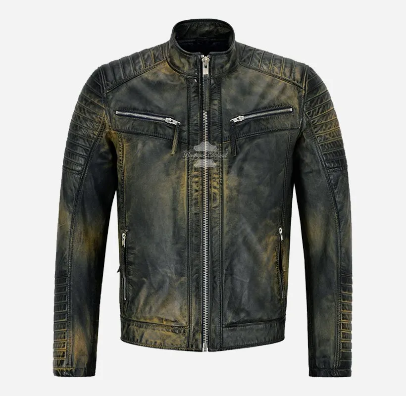 The Scarlet Leather Biker Jacket For Men's Racer Leather Jacket