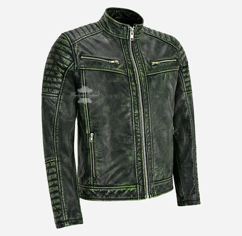 The Scarlet Leather Biker Jacket For Men's Racer Leather Jacket