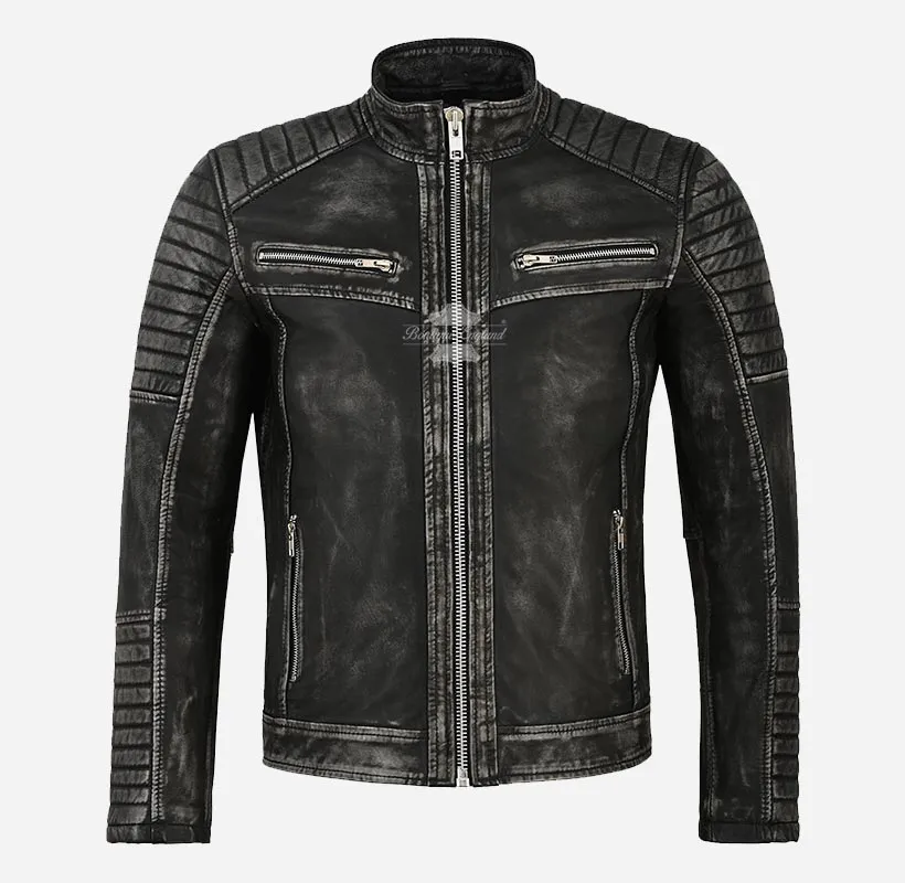 The Scarlet Leather Biker Jacket For Men's Racer Leather Jacket