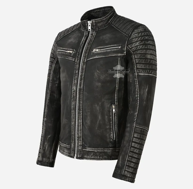 The Scarlet Leather Biker Jacket For Men's Racer Leather Jacket