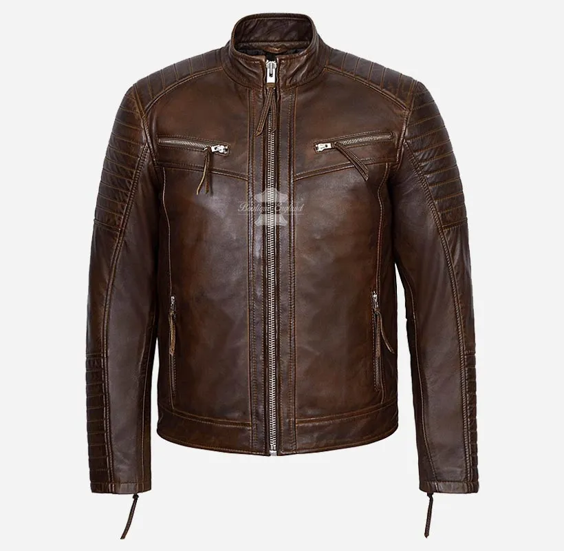 The Scarlet Leather Biker Jacket For Men's Racer Leather Jacket