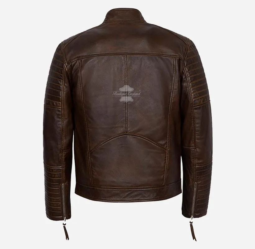 The Scarlet Leather Biker Jacket For Men's Racer Leather Jacket