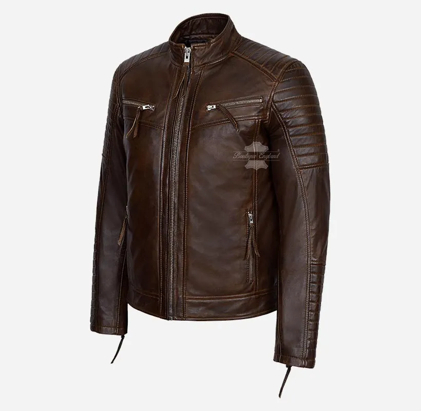 The Scarlet Leather Biker Jacket For Men's Racer Leather Jacket