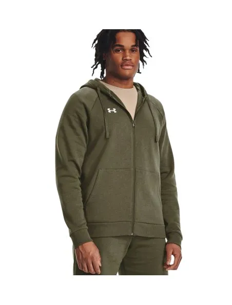 UNDER ARMOUR Sudadera Rival Fleece Full-Zip Hombre Marine Green/White