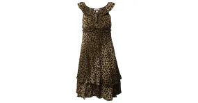 Vestido a media pierna con estampado de leopardo en seda multicolor de Moschino Cheap and Chic 