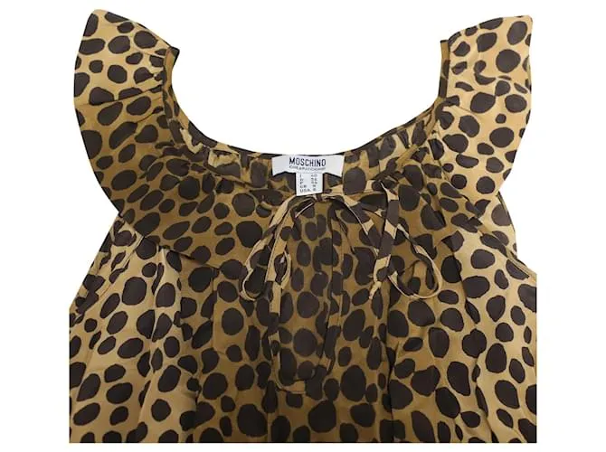 Vestido a media pierna con estampado de leopardo en seda multicolor de Moschino Cheap and Chic 