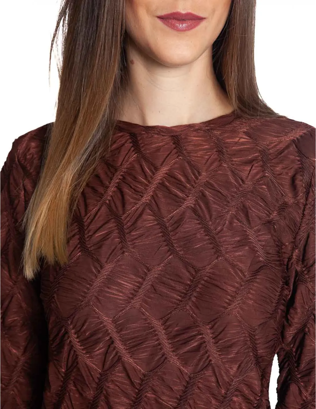 VESTIDO CORTO TEXTURA MARRON OBACS RITA ROW