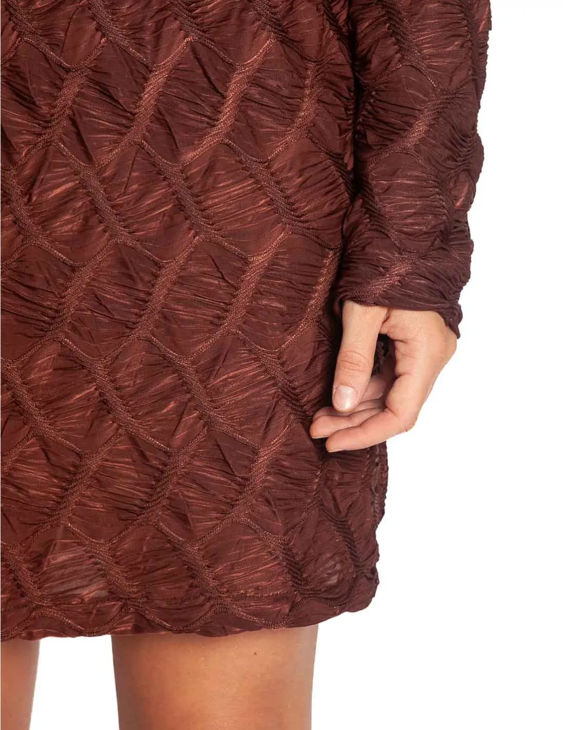 VESTIDO CORTO TEXTURA MARRON OBACS RITA ROW