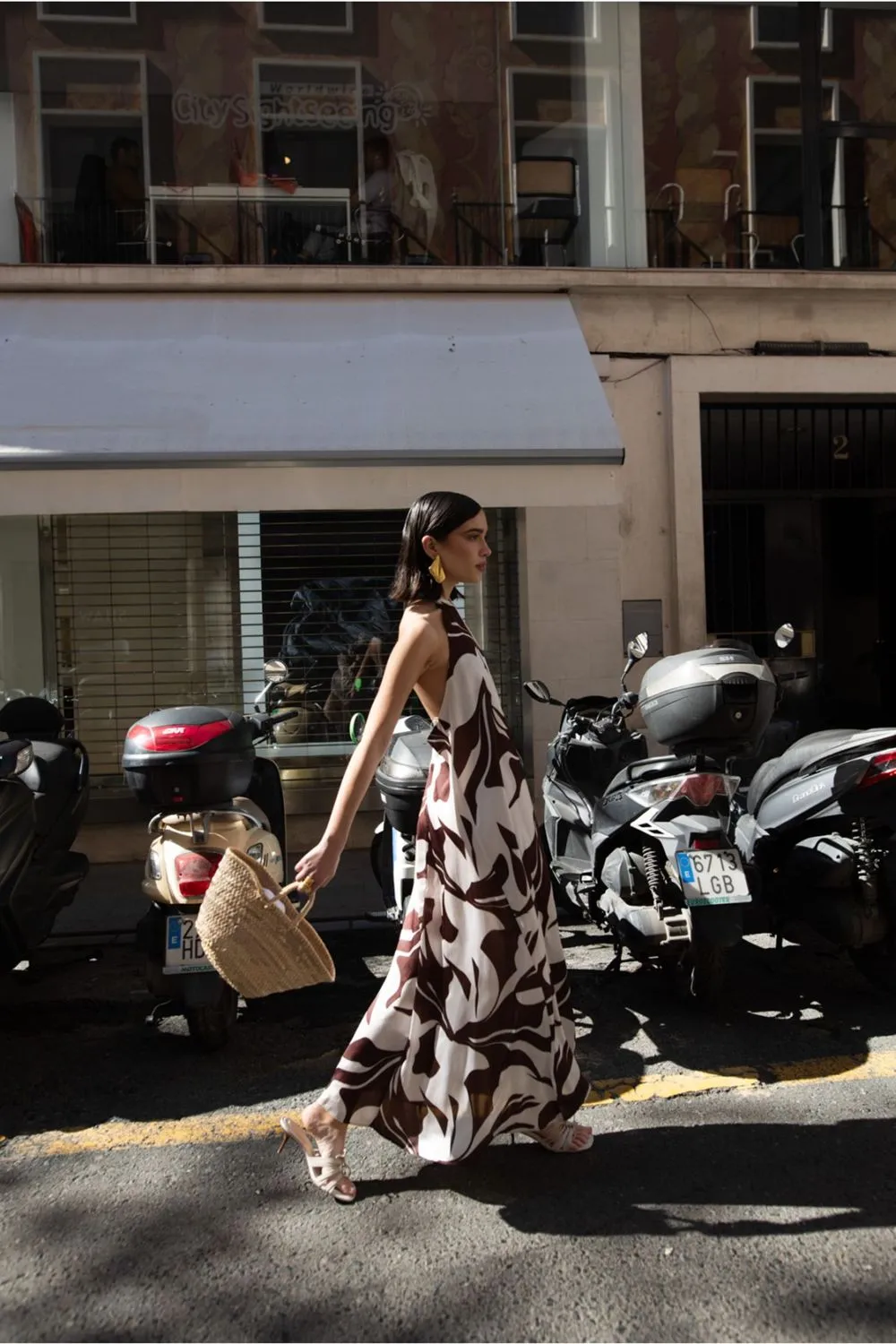 Vestido halter estampado, vestido holgado elegante y largo de verano para mujer de Emarola & Co