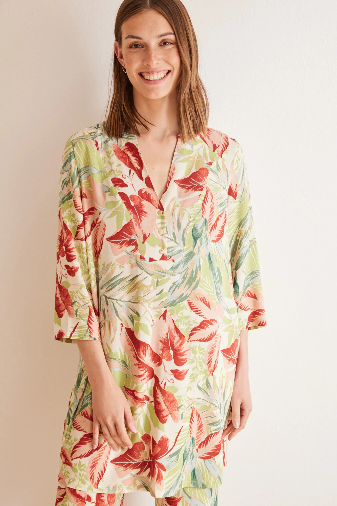 Women'secret Camisola playa estampado tropical