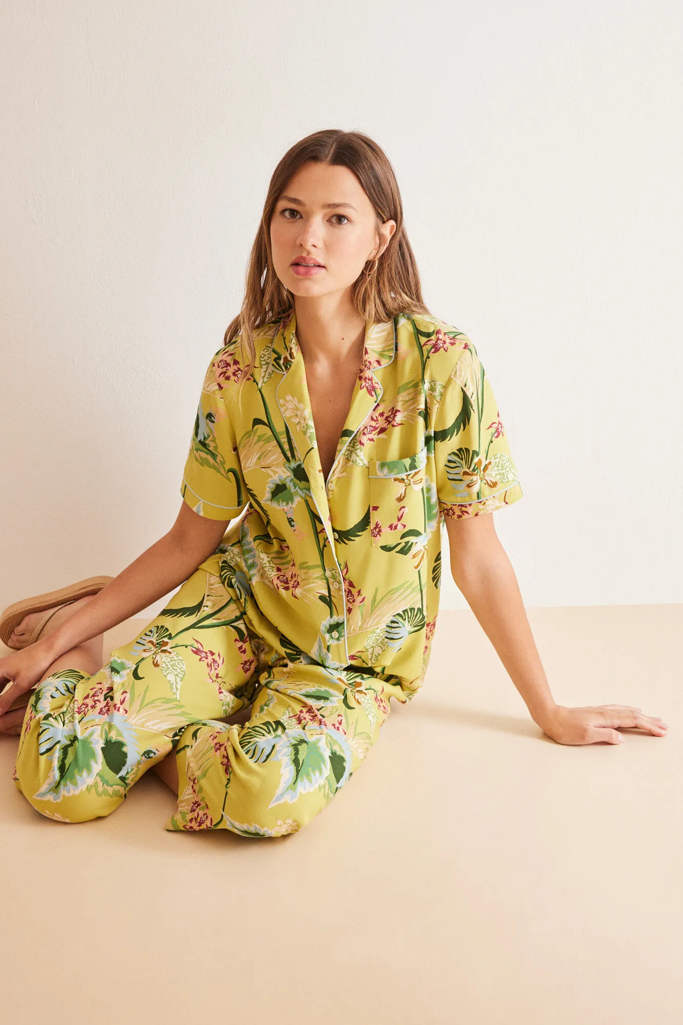 Women'secret Pijama camisero tropical Capri