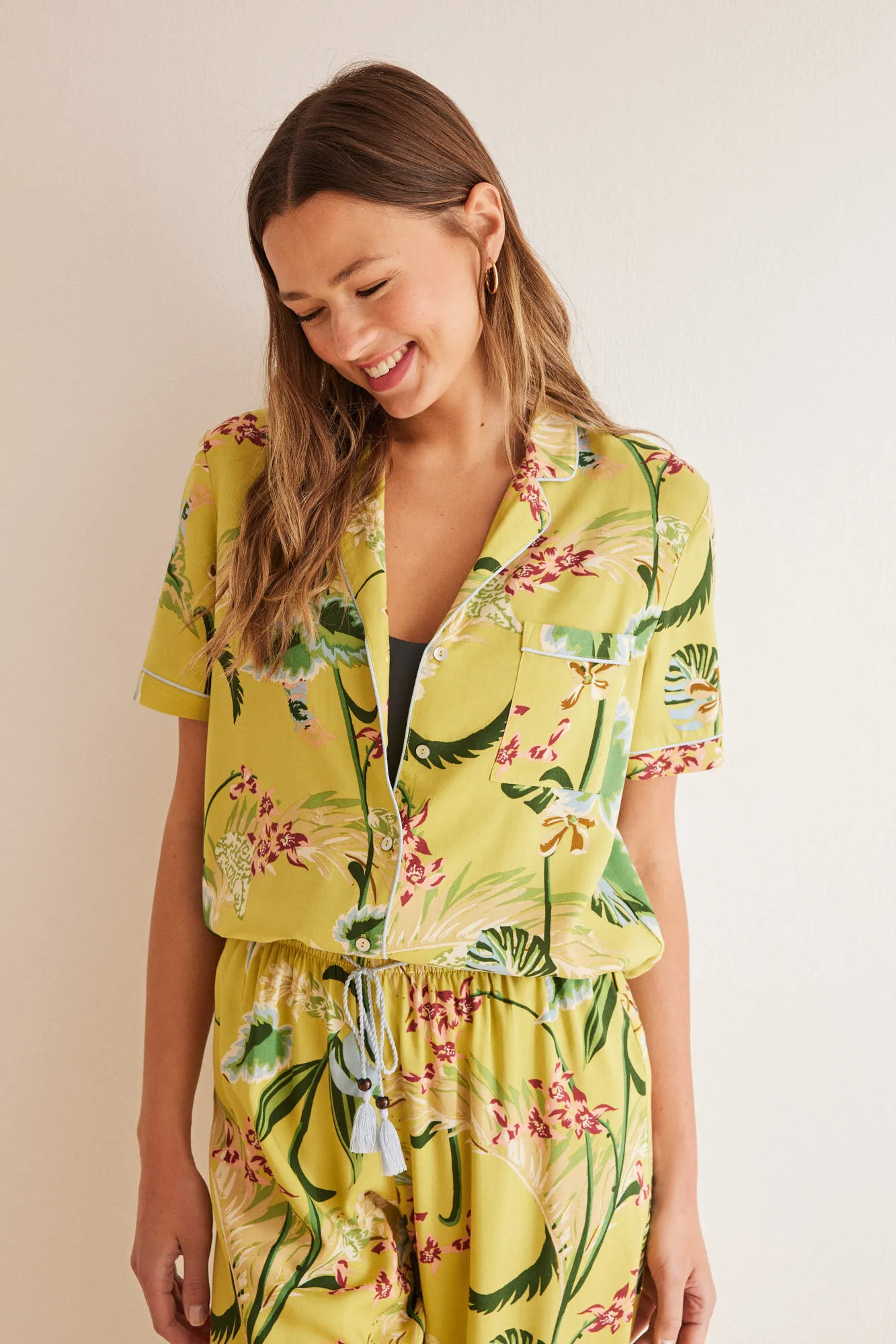 Women'secret Pijama camisero tropical Capri